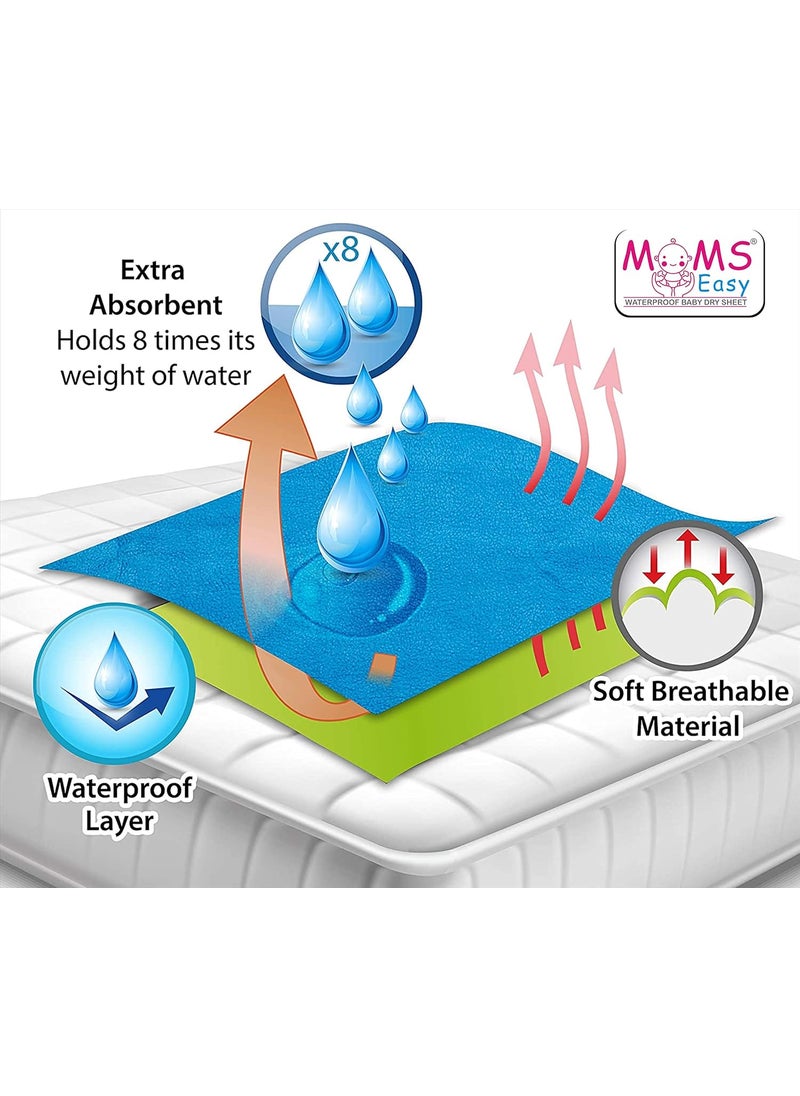 MOMSEASY New Born Baby Urine Mats Waterproof Baby Pee Protector Bed Bed Protector Waterproof Baby and New Born Baby Products Combo RBlue Maroon Peach Large 140x100 cm