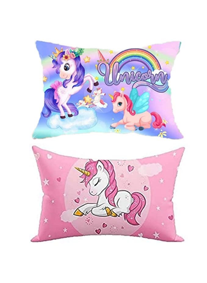 NISHOMES Unicorn Girls Velvet Digital Print Baby Pillow 12 x 18 inches Pink Pack of 2 Best for Gifting