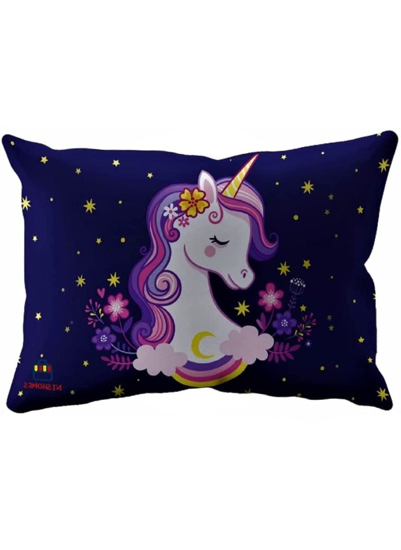 NISHOMES 2 Unicorn Girls Velvet Digital Print Baby Pillow 12 x 18 inches Pink Pack of 2