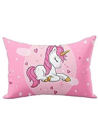 NISHOMES 2 Unicorn Girls Velvet Digital Print Baby Pillow 12 x 18 inches Pink Pack of 2