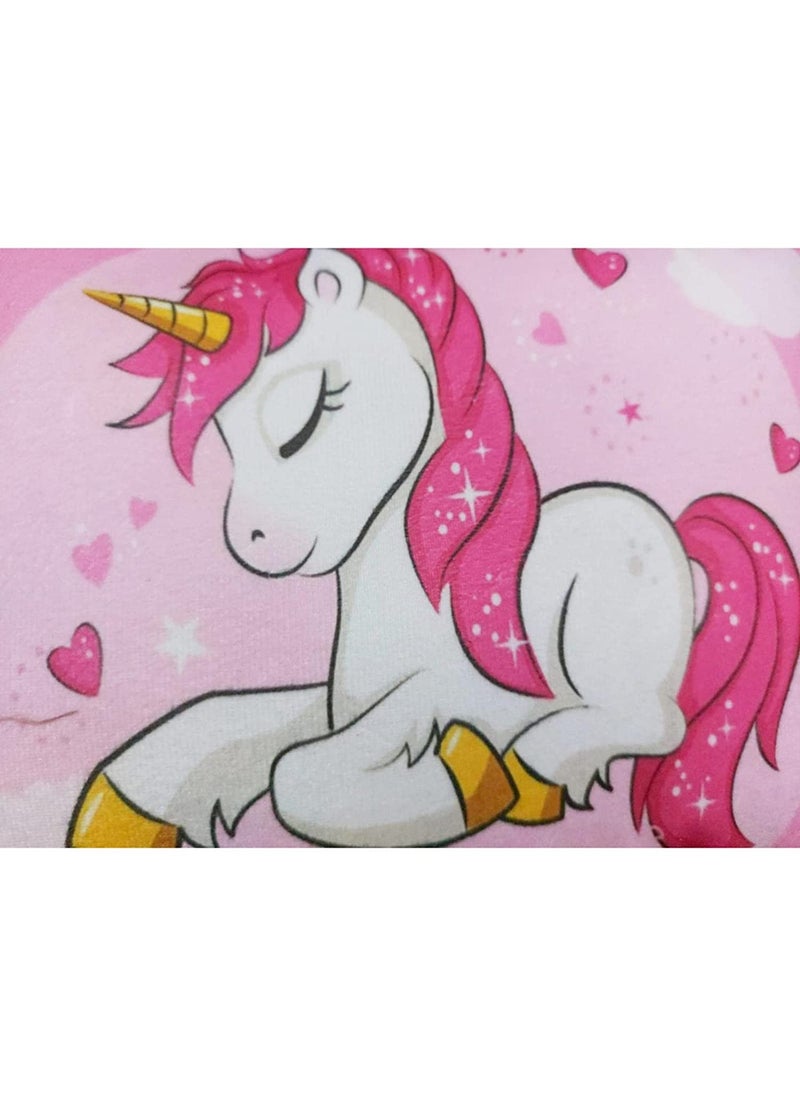 NISHOMES 3 Unicorn Girls Velvet Digital Print Baby Pillow 12 x 18 inches Pink Pack of 3 Best for Gifting