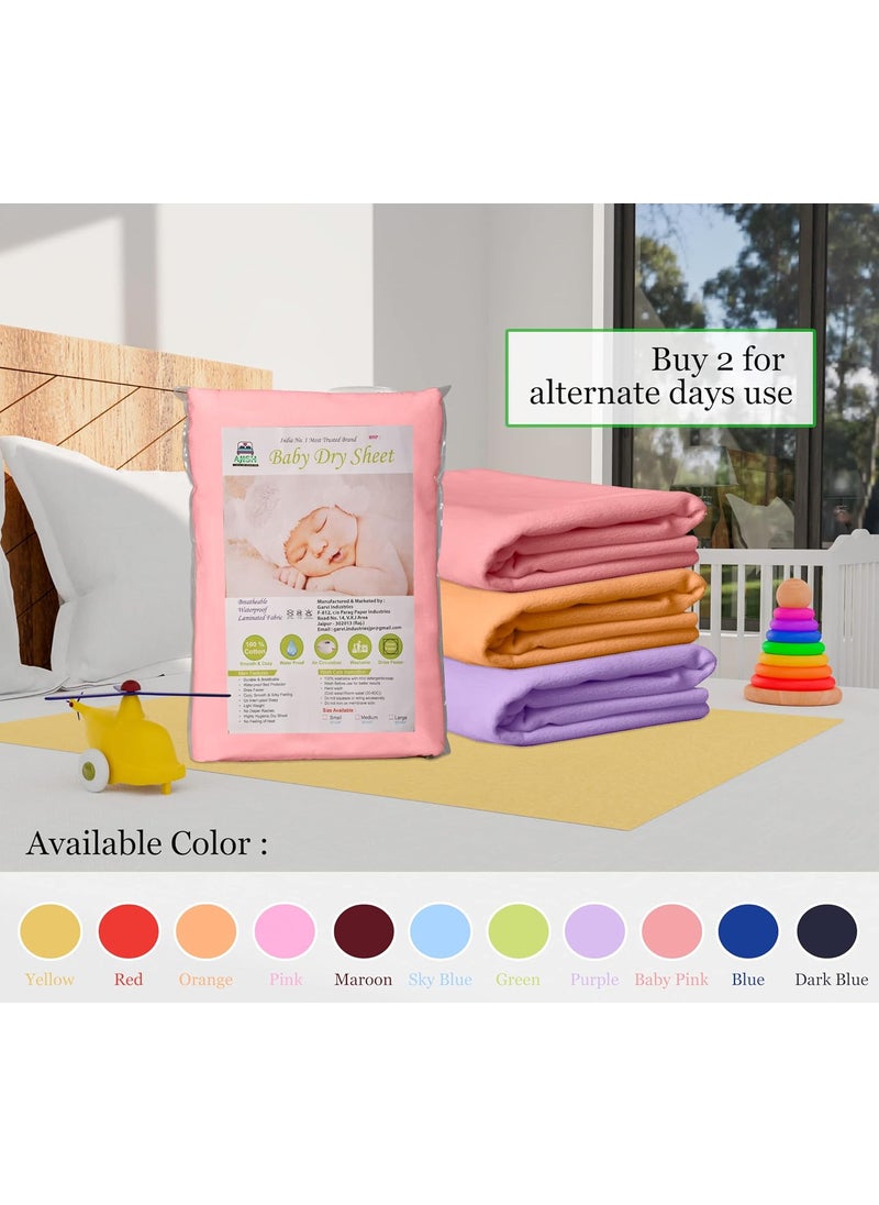 Pack of 3 Baby Bed Protector Reusable Soft Cotton 100 Waterproof High Absorbent Faster Dry Sheet Best for New Born Babies Toddler Children Medium 70X100CM PinkYellowNavy Blue