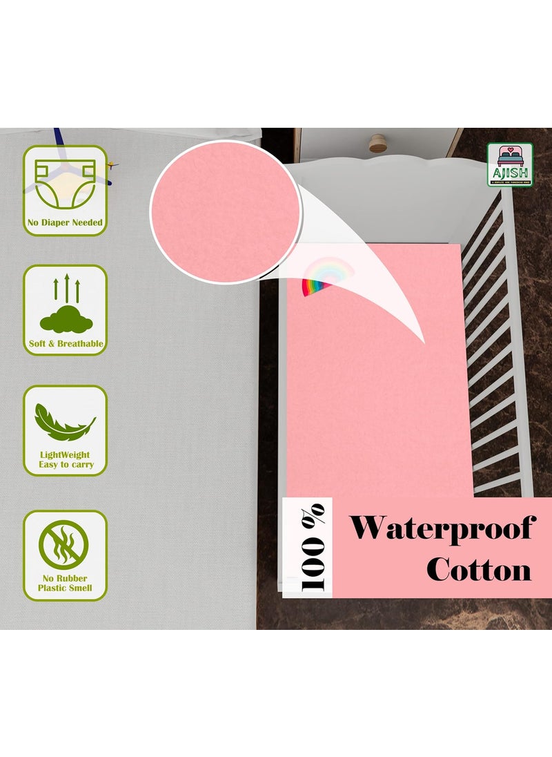 Pack of 3 Baby Bed Protector Reusable Soft Cotton 100 Waterproof High Absorbent Faster Dry Sheet Best for New Born Babies Toddler Children Medium 70X100CM PinkYellowNavy Blue