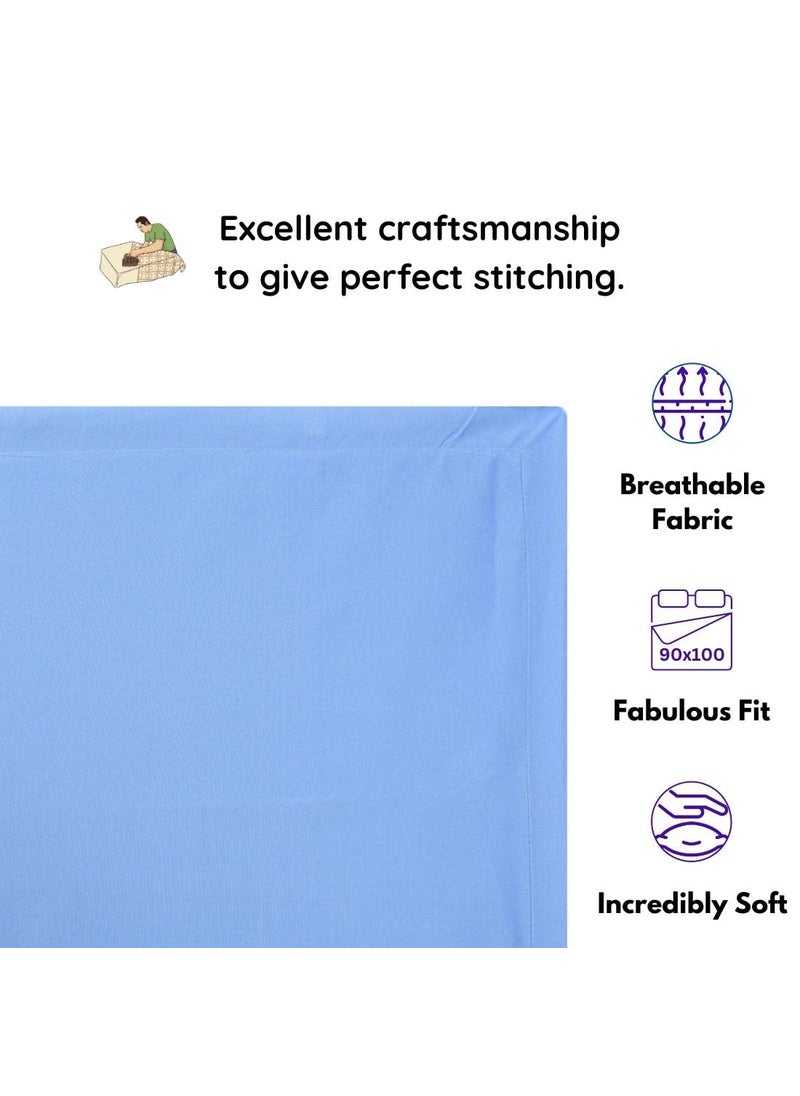 Shri Anand Creations Ultra Super Soft and Ultra Fine Fabric Miocrofiber Bedding Set Solid Plain Double Queen Size Bedsheet with 2 PillowSky Blue