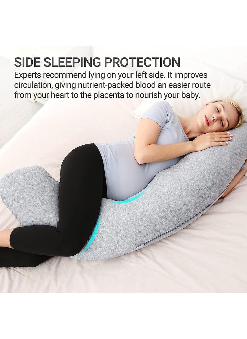 COOZLY J Shaped Pregnancy Pillow Maternity Pillow with 100 Cotton Removable Covers Grey