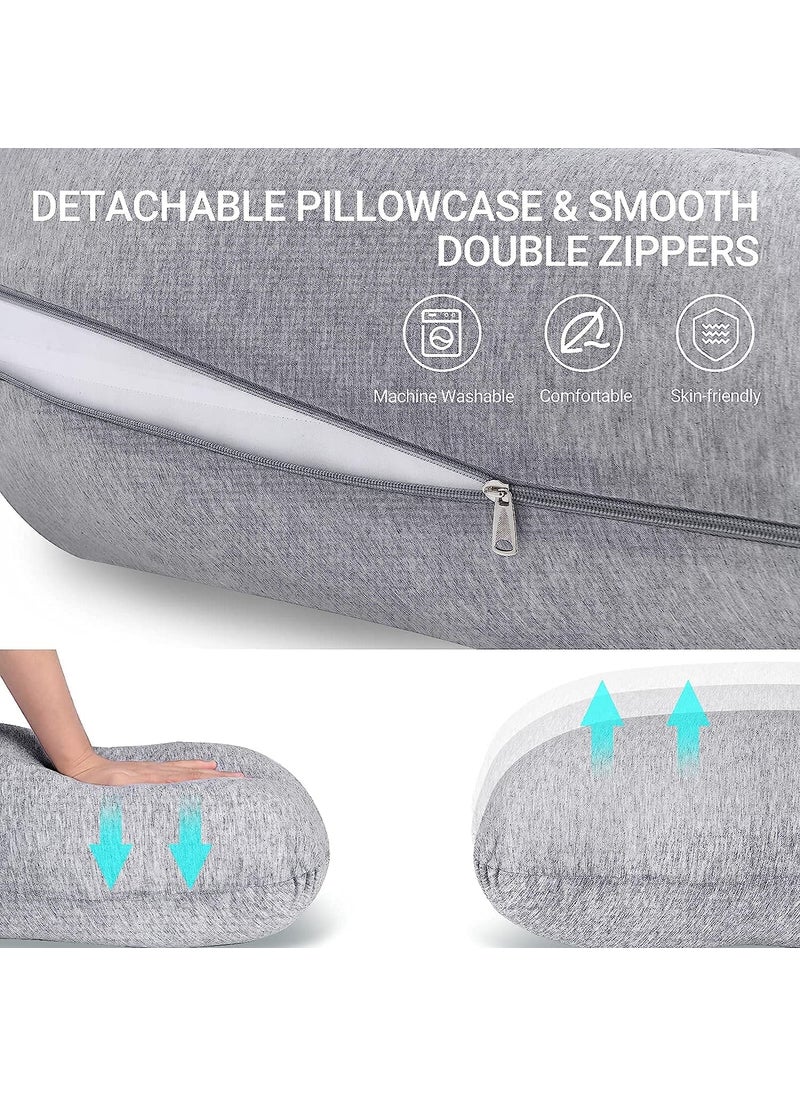 COOZLY J Shaped Pregnancy Pillow Maternity Pillow with 100 Cotton Removable Covers Grey
