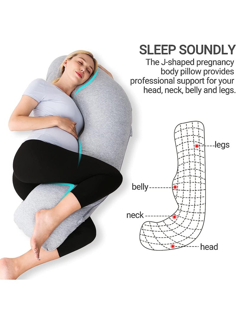 COOZLY J Shaped Pregnancy Pillow Maternity Pillow with 100 Cotton Removable Covers Grey