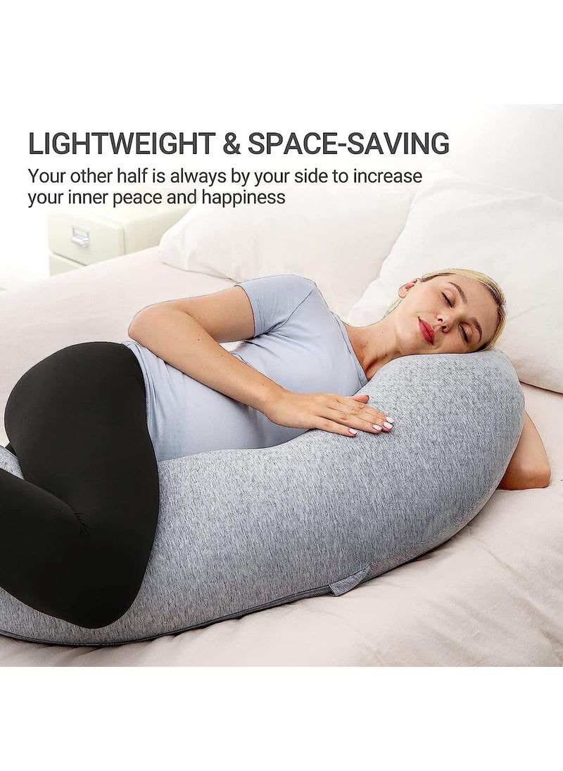 COOZLY J Shaped Pregnancy Pillow Maternity Pillow with 100 Cotton Removable Covers Grey