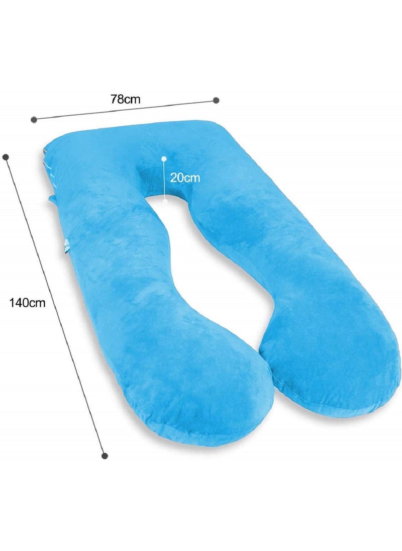 PumPum Pregnancy Pillow with Velvet Cover UShape Full Body Pillow Maternity Support Pillow Cushion Pillow for Pregnant Women Sky Blue U Shape Zig Zag 12597