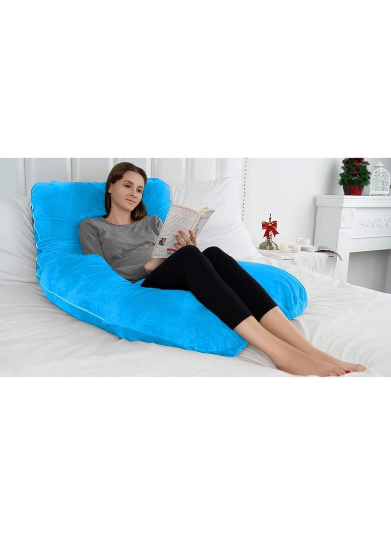 PumPum Pregnancy Pillow with Velvet Cover UShape Full Body Pillow Maternity Support Pillow Cushion Pillow for Pregnant Women Sky Blue U Shape Zig Zag 12597
