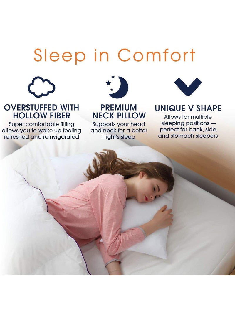PumPum Orthopaedic V Shaped Support Pillow Includes Complimentary Cream Pillow Case Free Ideal for Nursing Maternity and PregnancyWhite