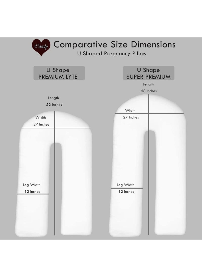 COOZLY U Shaped Pregnancy Pillow Maternity Pillow 100 Cotton Removable Covers Premium PregnoCare Fibres U Premium Lyte Mustard