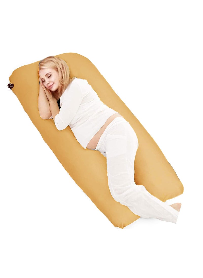 COOZLY U Shaped Pregnancy Pillow Maternity Pillow 100 Cotton Removable Covers Premium PregnoCare Fibres U Premium Lyte Mustard