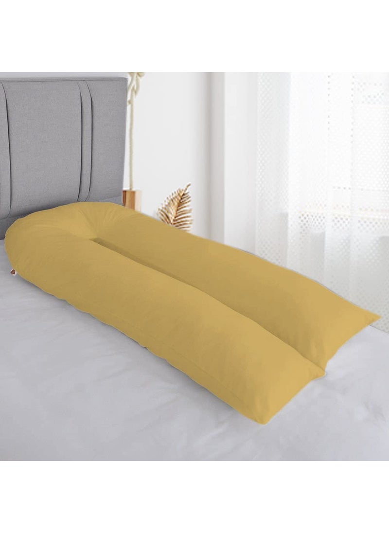 COOZLY U Shaped Pregnancy Pillow Maternity Pillow 100 Cotton Removable Covers Premium PregnoCare Fibres U Premium Lyte Mustard