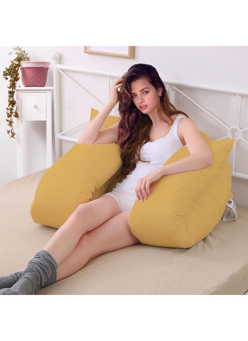 COOZLY U Shaped Pregnancy Pillow Maternity Pillow 100 Cotton Removable Covers Premium PregnoCare Fibres U Premium Lyte Mustard