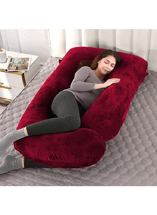 ozly Ultra Soft j Shaped Pillow Polyester Fibre Microfibre Solid Pregnancy Pillow Pack of 1 Wine