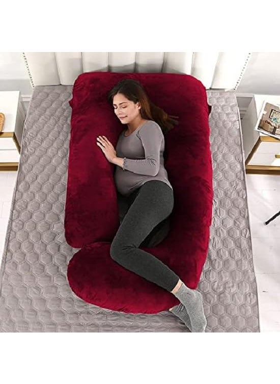 ozly Ultra Soft j Shaped Pillow Polyester Fibre Microfibre Solid Pregnancy Pillow Pack of 1 Wine