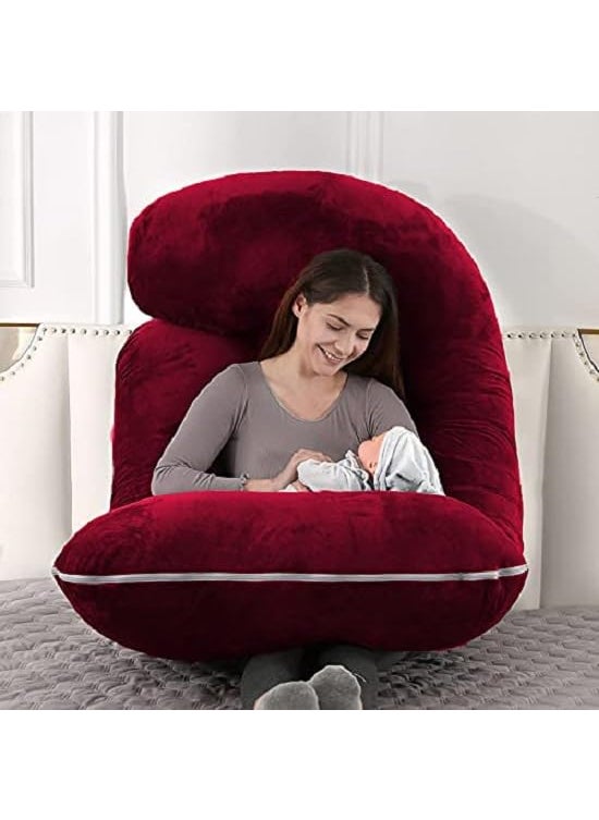 ozly Ultra Soft j Shaped Pillow Polyester Fibre Microfibre Solid Pregnancy Pillow Pack of 1 Wine