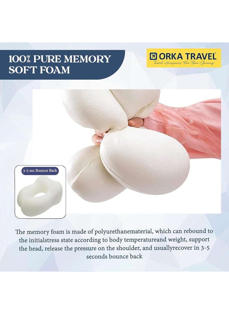 ORKA TRAVEL Memory Foam Spandex Solid High Back U Neck Pillow Black