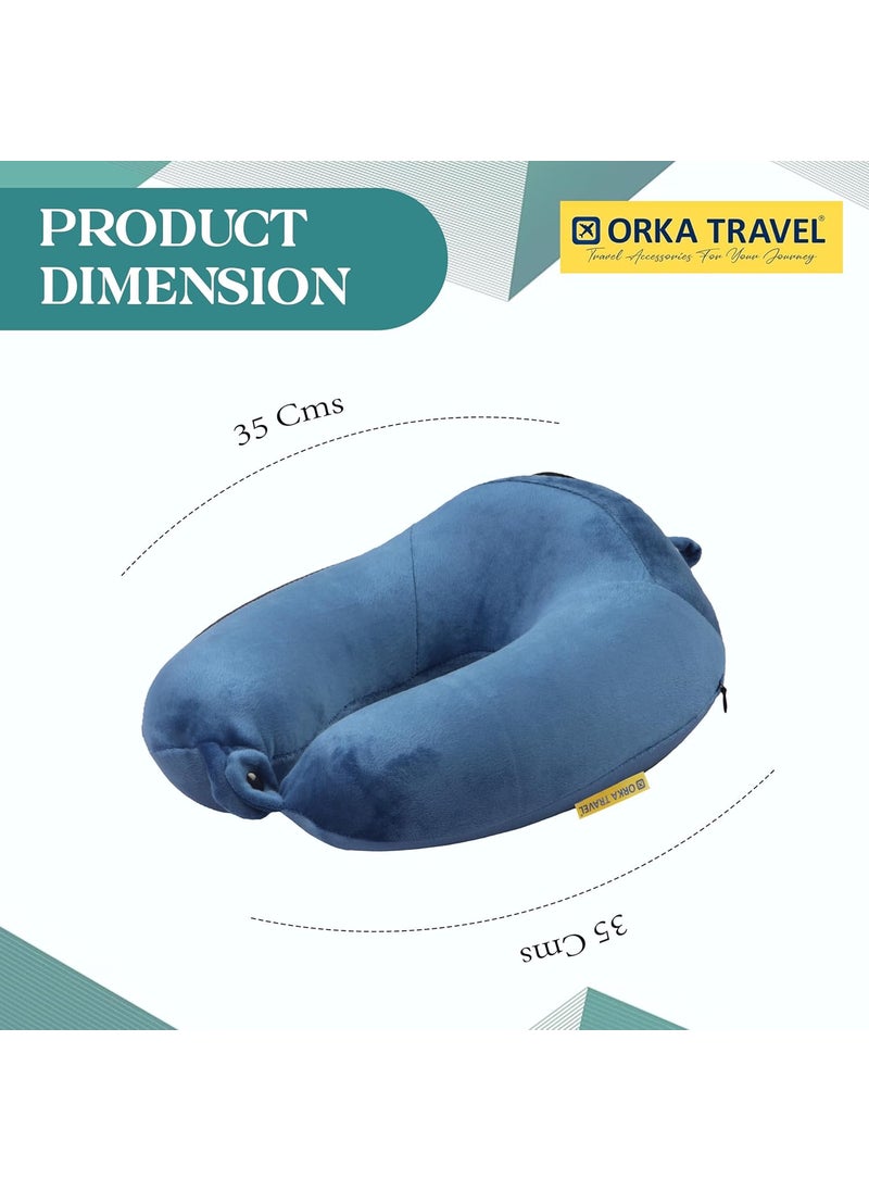 ORKA TRAVEL U Neck Luxe Memory Foam High Back Super Soft Grey Navy Blue