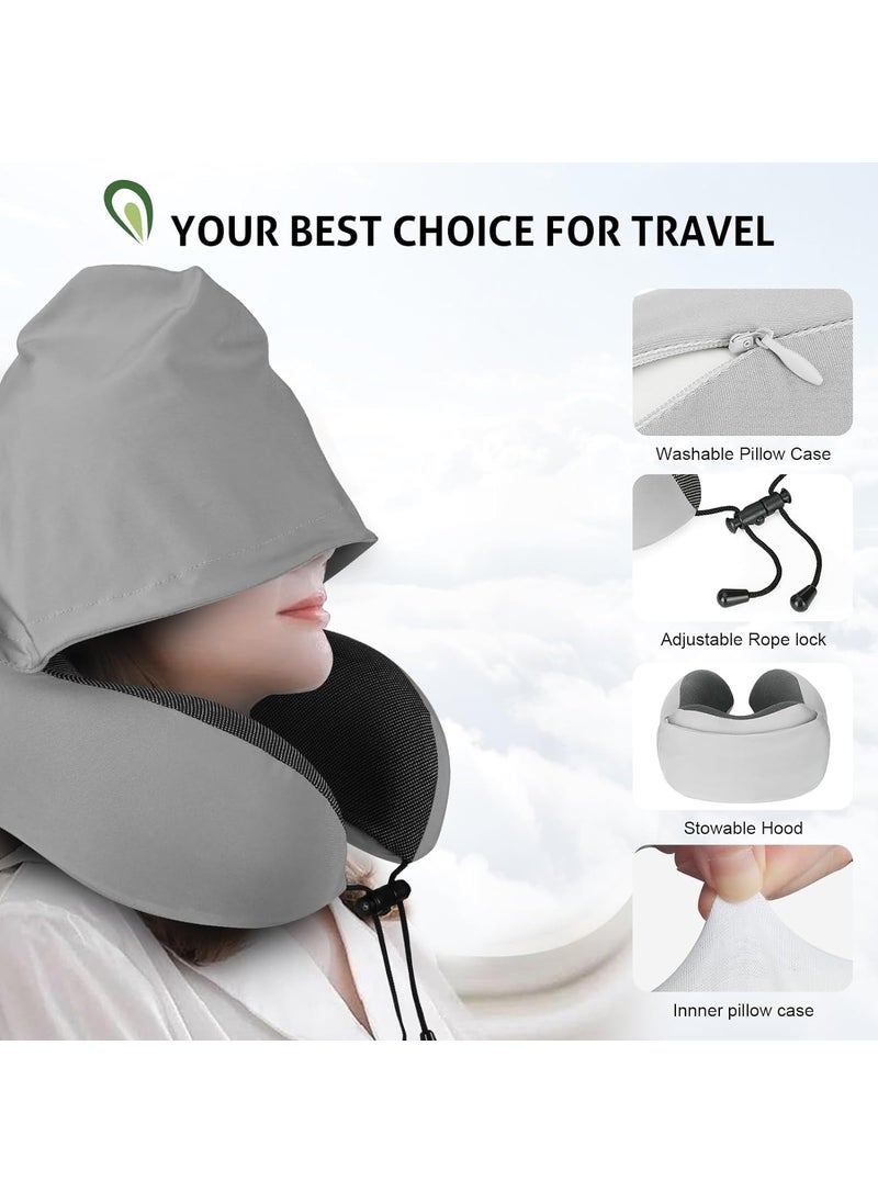Jumix Travel Pillow Neck Pillow Memory Foam Travel Pillow for Neck Comfortable Neck and Head Support Pillow with Eyes mask Ear Plugs Suitable for Plane Cars Trains Soft Travel Cushion