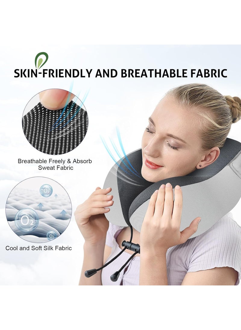 Jumix Travel Pillow Neck Pillow Memory Foam Travel Pillow for Neck Comfortable Neck and Head Support Pillow with Eyes mask Ear Plugs Suitable for Plane Cars Trains Soft Travel Cushion