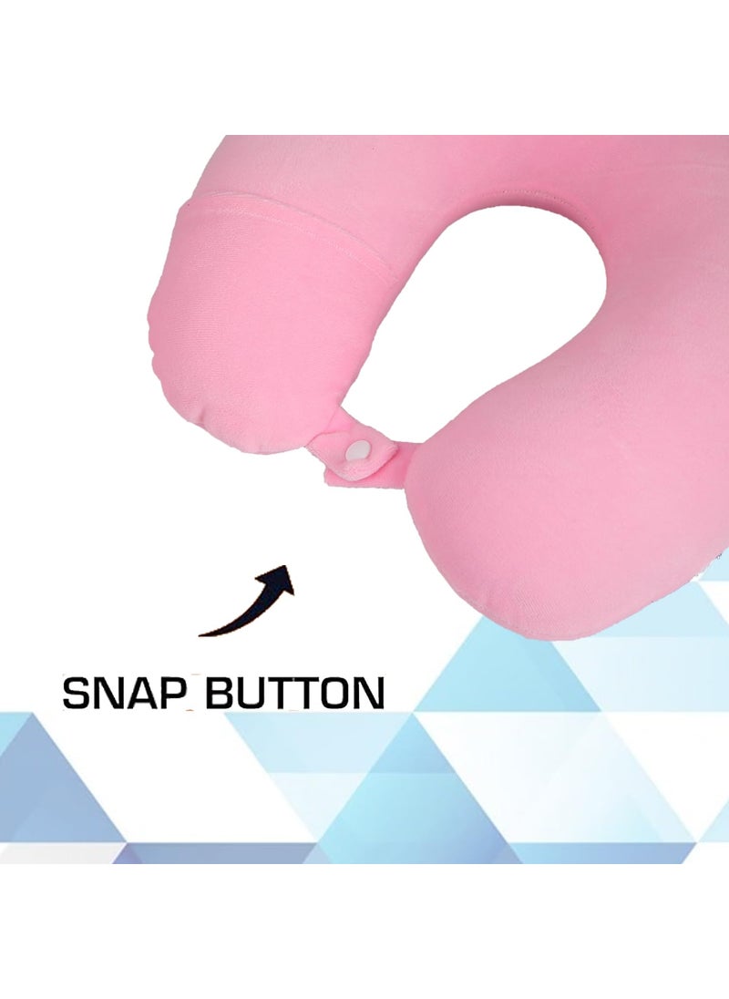 BigPlayer Adjustable 360 Degree Support Comfort Pink Neck Pillow Eye Mask Combo for Improved Sleep Travel in Plan Flight Car Airplane for Sleeping Men and Women