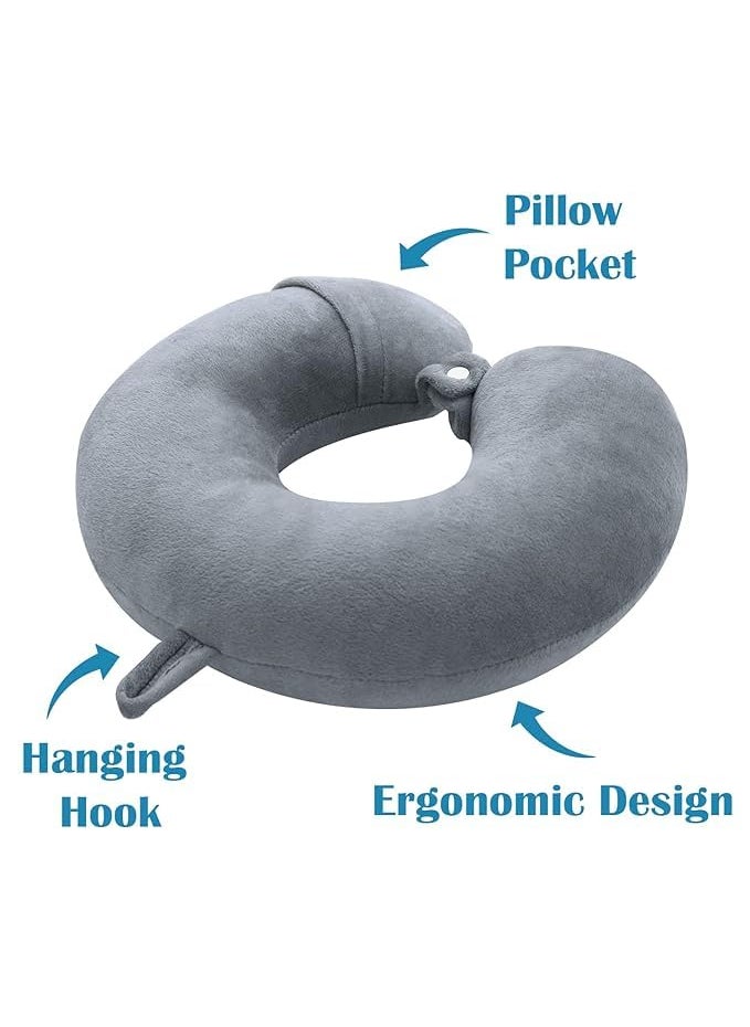 BigPlayer Neck Pillow and Eye Mask and Shoe Cover Car Comfort for Pain Relief Flights Car Rides Car Cushions Air Pillow for Sleeping Neck Rest
