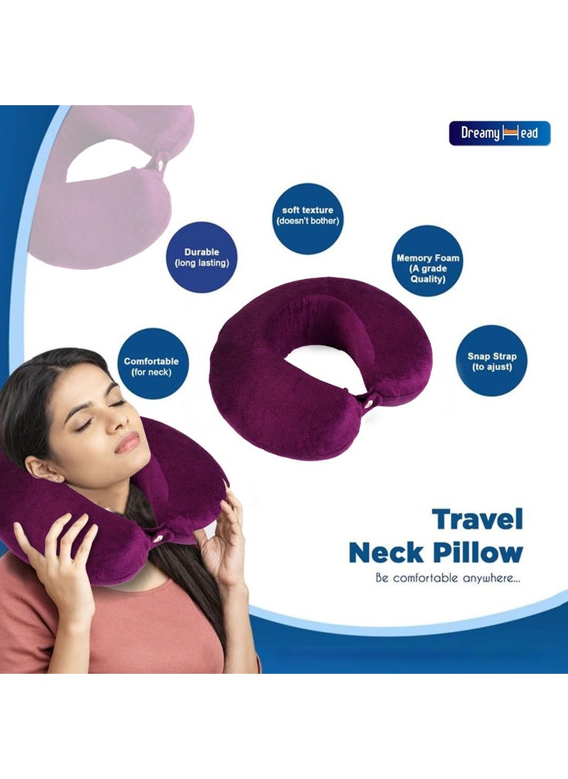 DreamyHead Orthopedic Memory Foam Pillow Pack of 1 Cervical Pillow for Neck Shoulder Pain Relief Ergonomic Contour Pillow with Extra Support Ideal for Sleeping Comfort Purple