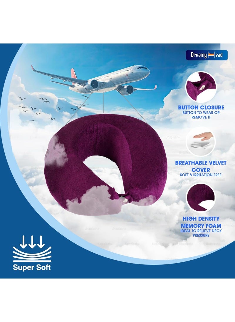 DreamyHead Orthopedic Memory Foam Pillow Pack of 1 Cervical Pillow for Neck Shoulder Pain Relief Ergonomic Contour Pillow with Extra Support Ideal for Sleeping Comfort Purple