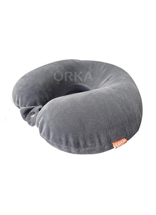 Orka Memory Foam Travel Plain U Neck Grey