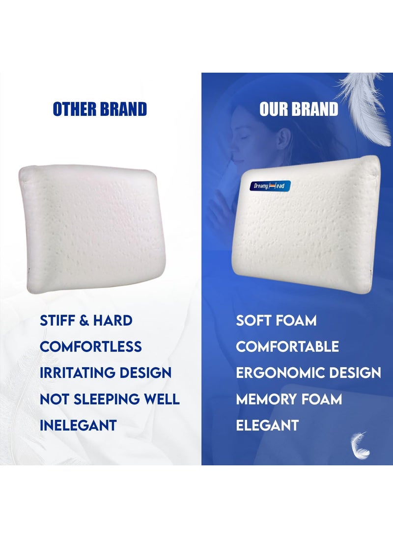 DreamyHead Memory Foam Pillow Plush Fabric Cervical Pillow for Neck Pain Pillow with Extra Curve Neck Support Sleeping Ideal Back Sleeper 23x15x5 Inches Pack of 1