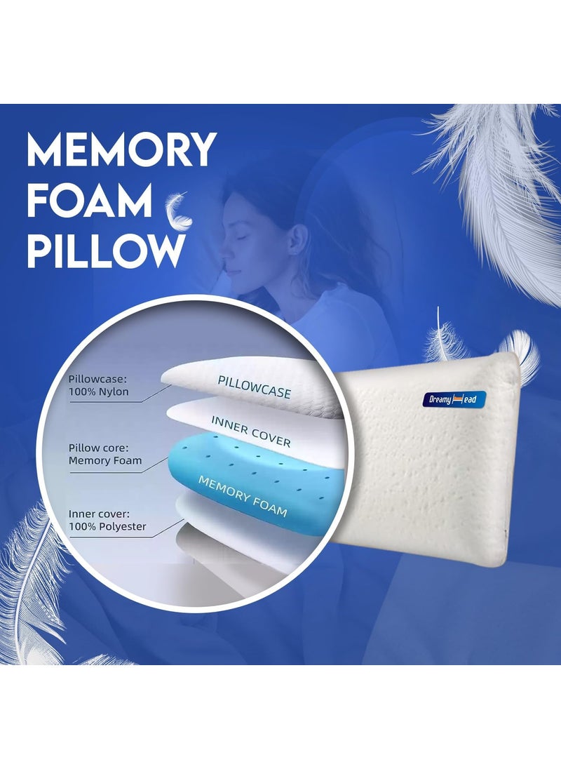 DreamyHead Memory Foam Pillow Plush Fabric Cervical Pillow for Neck Pain Pillow with Extra Curve Neck Support Sleeping Ideal Back Sleeper 23x15x5 Inches Pack of 1