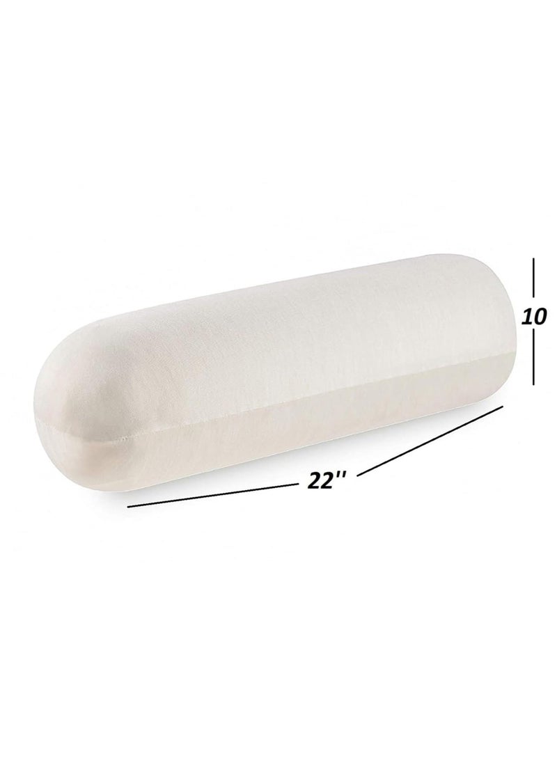 Benzola Cervical Neck Roll Memory Foam Pillow Bolster Round Neck Support for Sleeping for Bed Legs Back and Yoga White