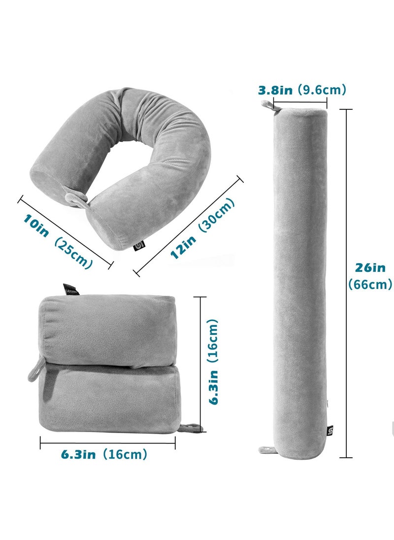 GOPAD Twist Neck Pillow for Neck Chin Lumbar and Leg Support Flexible Cylindrical Bolster Pillow Bendable Roll Pillow with Washable Soft Cover Bendable Adjustable 1 PcsGrey