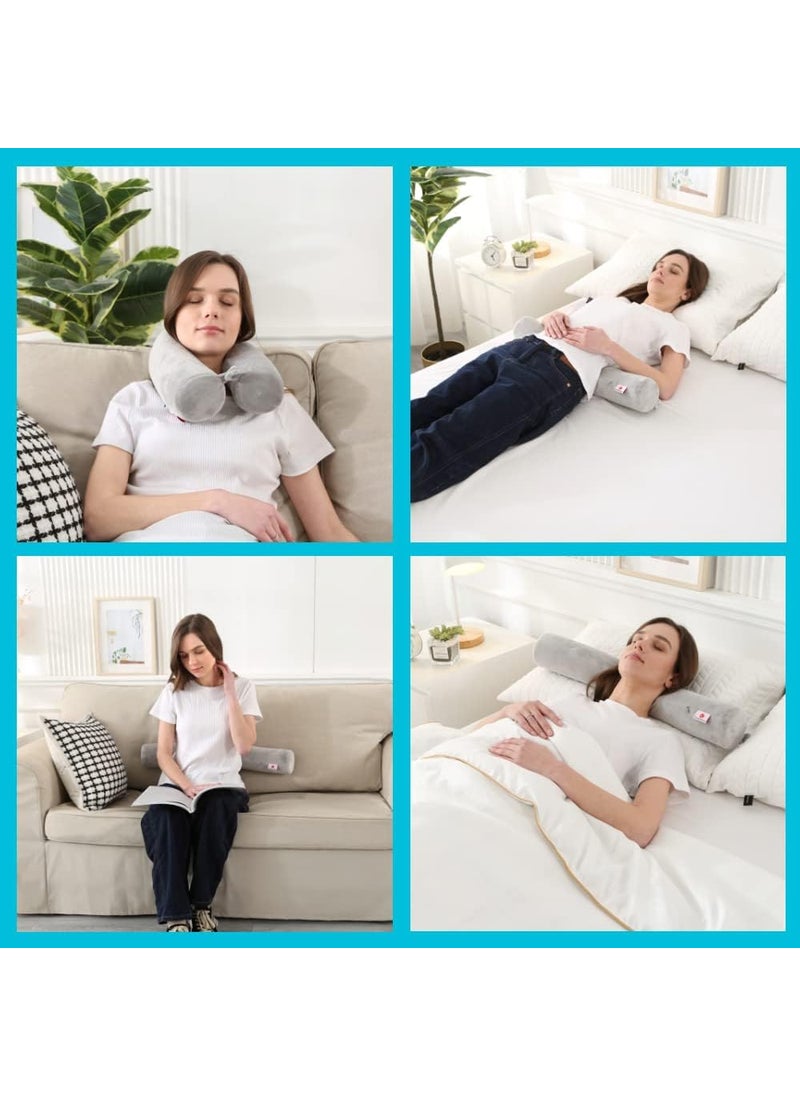 GOPAD Twist Neck Pillow for Neck Chin Lumbar and Leg Support Flexible Cylindrical Bolster Pillow Bendable Roll Pillow with Washable Soft Cover Bendable Adjustable 1 PcsGrey