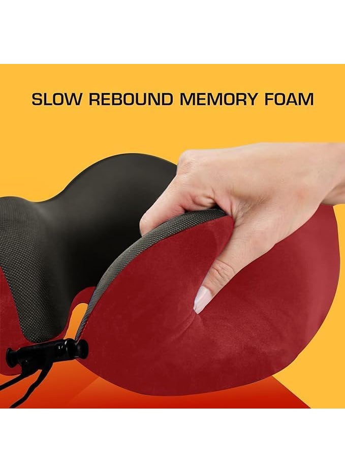 BigPlayer Premium Memory Foam Travel Neck Pillow Set Includes Eye Mask Carry Bag and Ear Plugs Red Ultimate Comfort for Travelers Accessories
