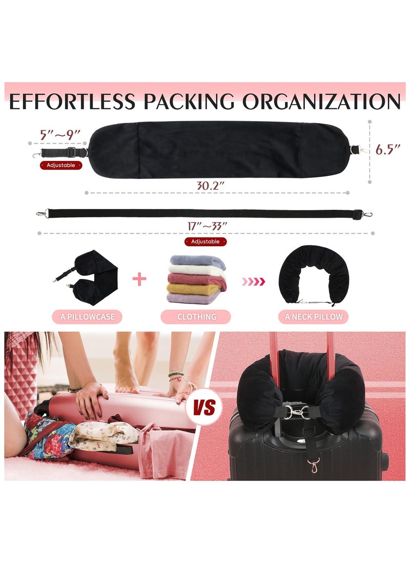 NK HealthCare Stuffable Travel Pillow Stuffable Neck Pillow for Travel Travel Neck Pillow Stuffed with Clothes Storage No Extra Baggage Fees Fits 5 Days of Travel Essentials No Filler Black