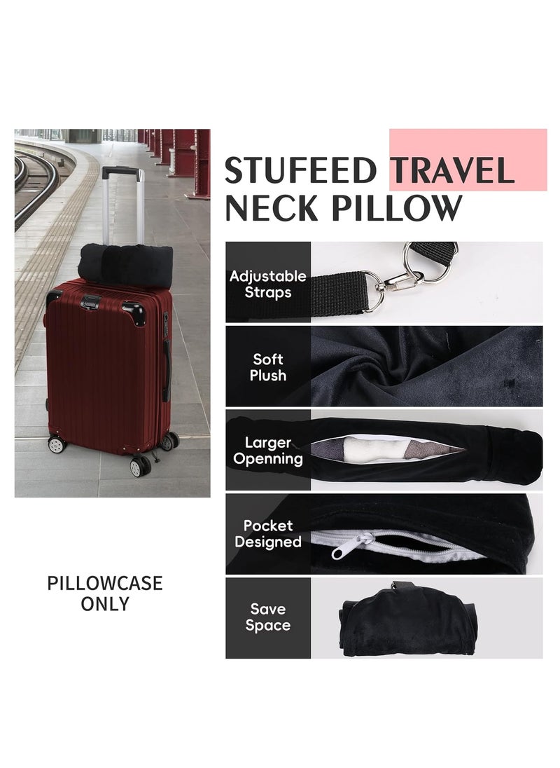 NK HealthCare Stuffable Travel Pillow Stuffable Neck Pillow for Travel Travel Neck Pillow Stuffed with Clothes Storage No Extra Baggage Fees Fits 5 Days of Travel Essentials No Filler Black