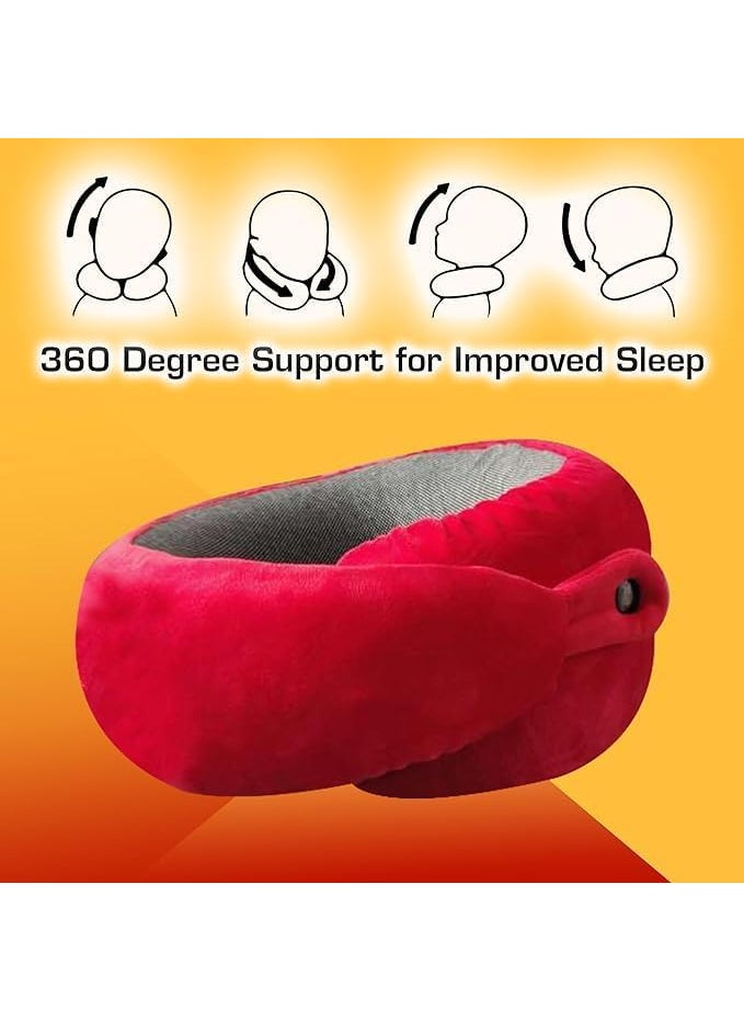 Ashtron Neck Pillow with Eye Mask for Travel Comfort Car Neck Rest Car Pillow Flight Pillow for Neck Pain Relief Neck Pillow for Sleeping includes Eye Mask Carry Bag