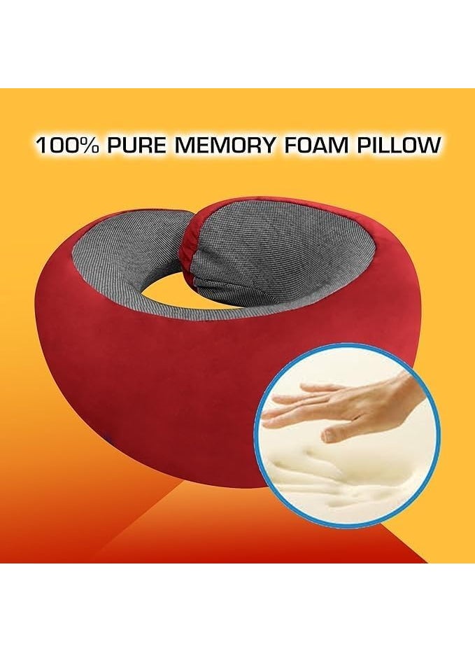 Ashtron Neck Pillow with Eye Mask for Travel Comfort Car Neck Rest Car Pillow Flight Pillow for Neck Pain Relief Neck Pillow for Sleeping includes Eye Mask Carry Bag