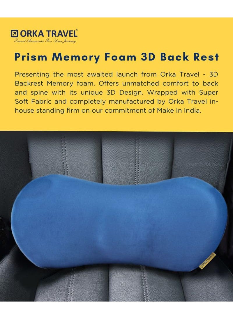 ORKA TRAVEL 3D Backrest Memory Foam Pillow Prism with Cervical Orthopaedic and Super Soft Fabric I Adjustable 360 Degree Support