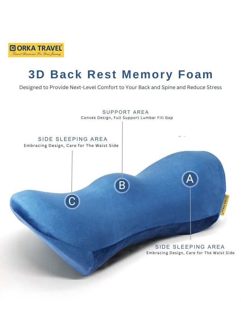 ORKA TRAVEL 3D Backrest Memory Foam Pillow Prism with Cervical Orthopaedic and Super Soft Fabric I Adjustable 360 Degree Support