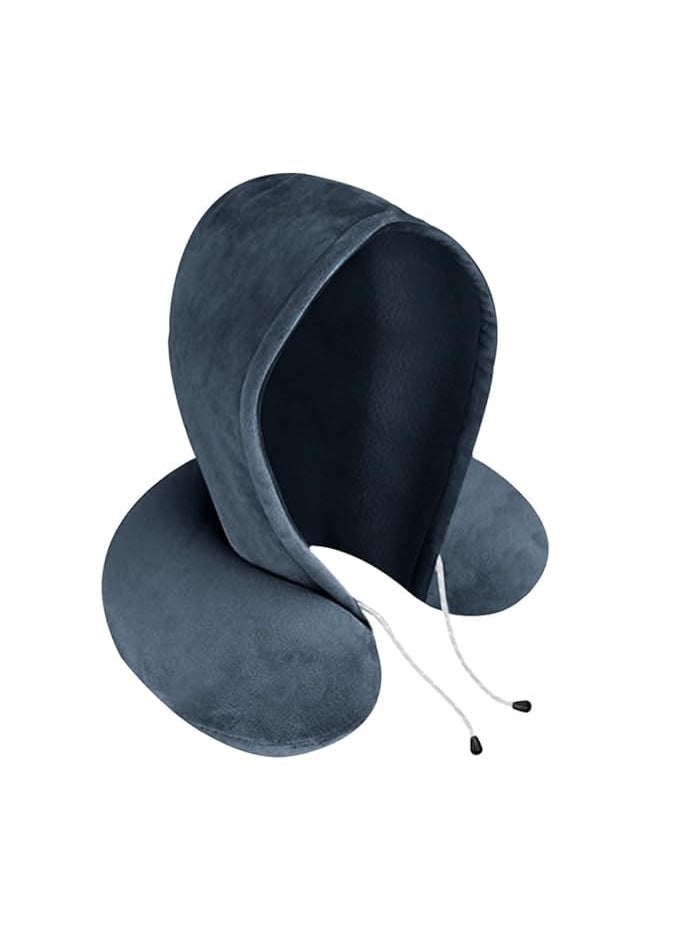 BigPlayer Hooded Travel Neck Pillow Ergonomic Cervical Cushion for Comfort Pain Relief Ideal for Airplane Car Train Trips Essential for Men Women