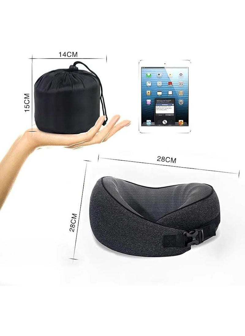 FLORISCA Travel Pillow Pure Memory Foam Neck Pillow Comfortable Breathable Cover Sleep at Home Airplane Car Neck with Bag Super Soft Cover Support Head Chin Ergonomic Traction Pain Relief