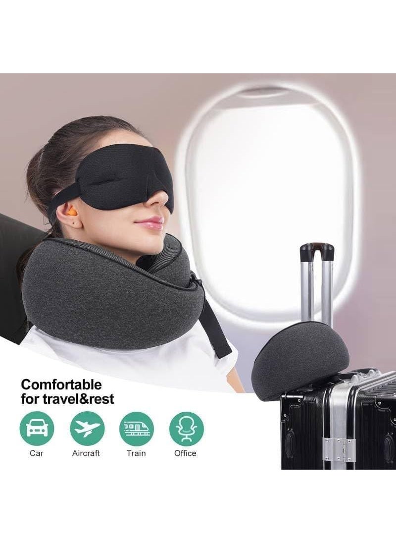 FLORISCA Travel Pillow Pure Memory Foam Neck Pillow Comfortable Breathable Cover Sleep at Home Airplane Car Neck with Bag Super Soft Cover Support Head Chin Ergonomic Traction Pain Relief