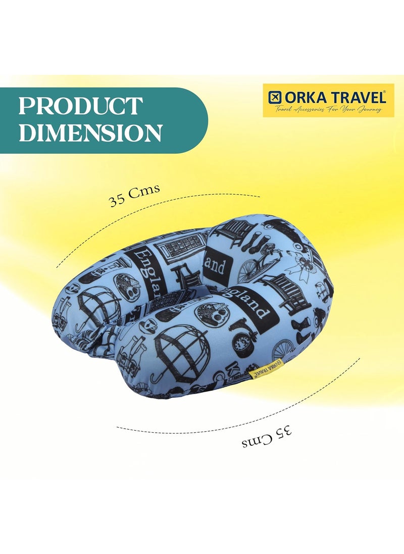 ORKA TRAVEL Memory Foam Spandex Digital Printed High Back U Neck Pillow Keep Calm Theme