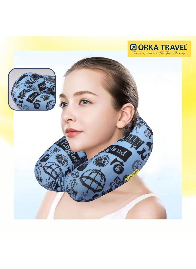 ORKA TRAVEL Memory Foam Spandex Digital Printed High Back U Neck Pillow Keep Calm Theme