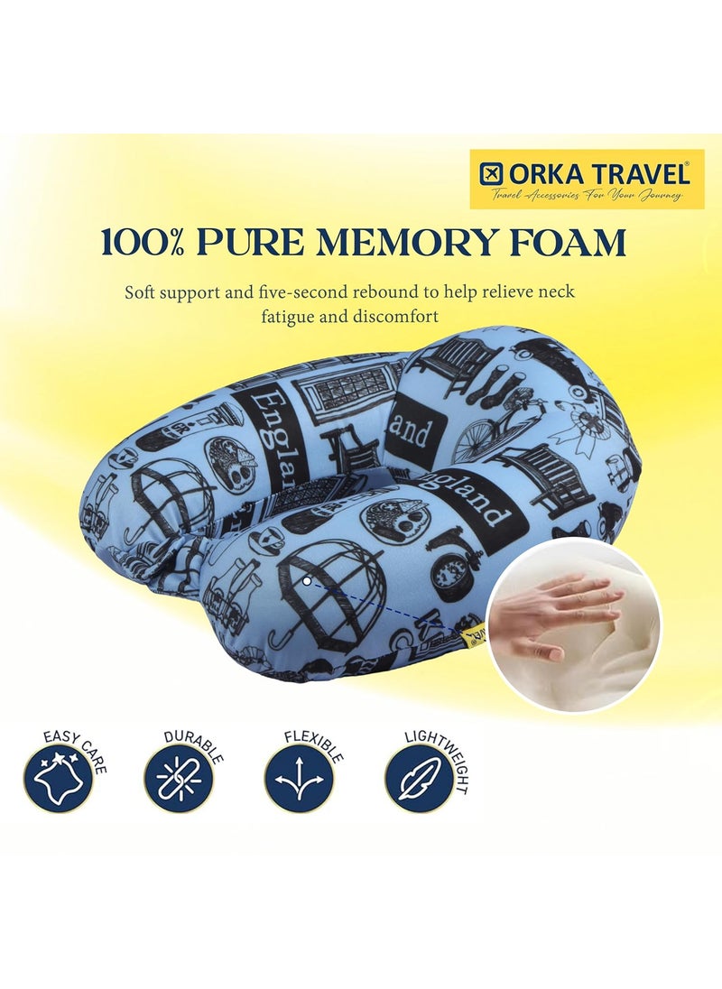 ORKA TRAVEL Memory Foam Spandex Digital Printed High Back U Neck Pillow Keep Calm Theme
