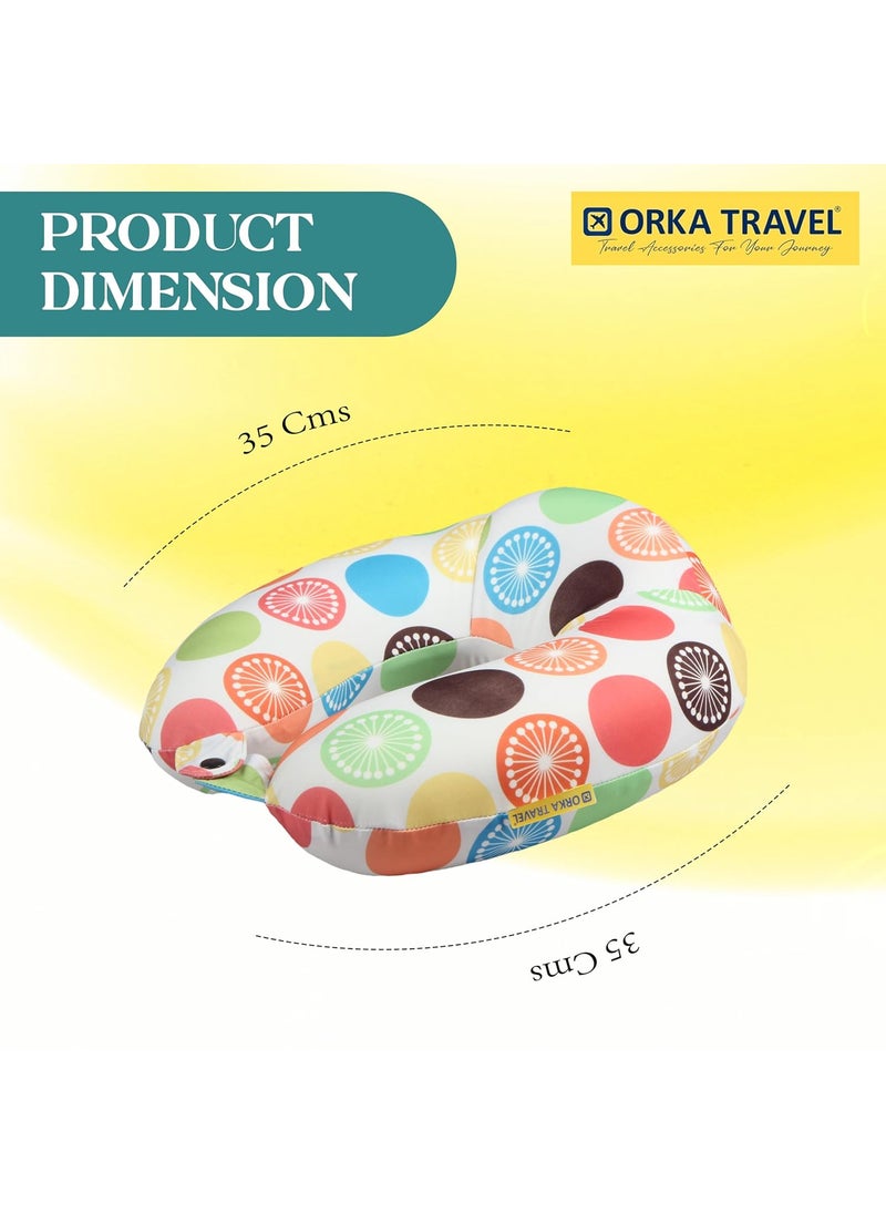 ORKA TRAVEL Memory Foam Spandex Digital Printed High Back U Neck Pillow Lemon Theme